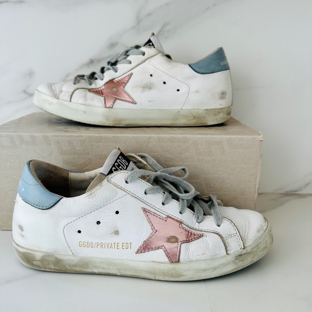 Size 38 Golden Goose Super Star Classic in White/Ice/Pink/Light Blue